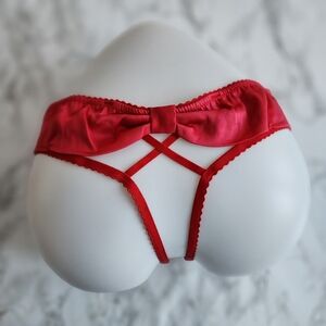 VICTORIA SECRET Lace Crotchless Strappy Bow Panty Underwear